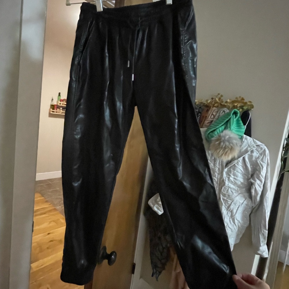 Zara faux leather joggers, size small
